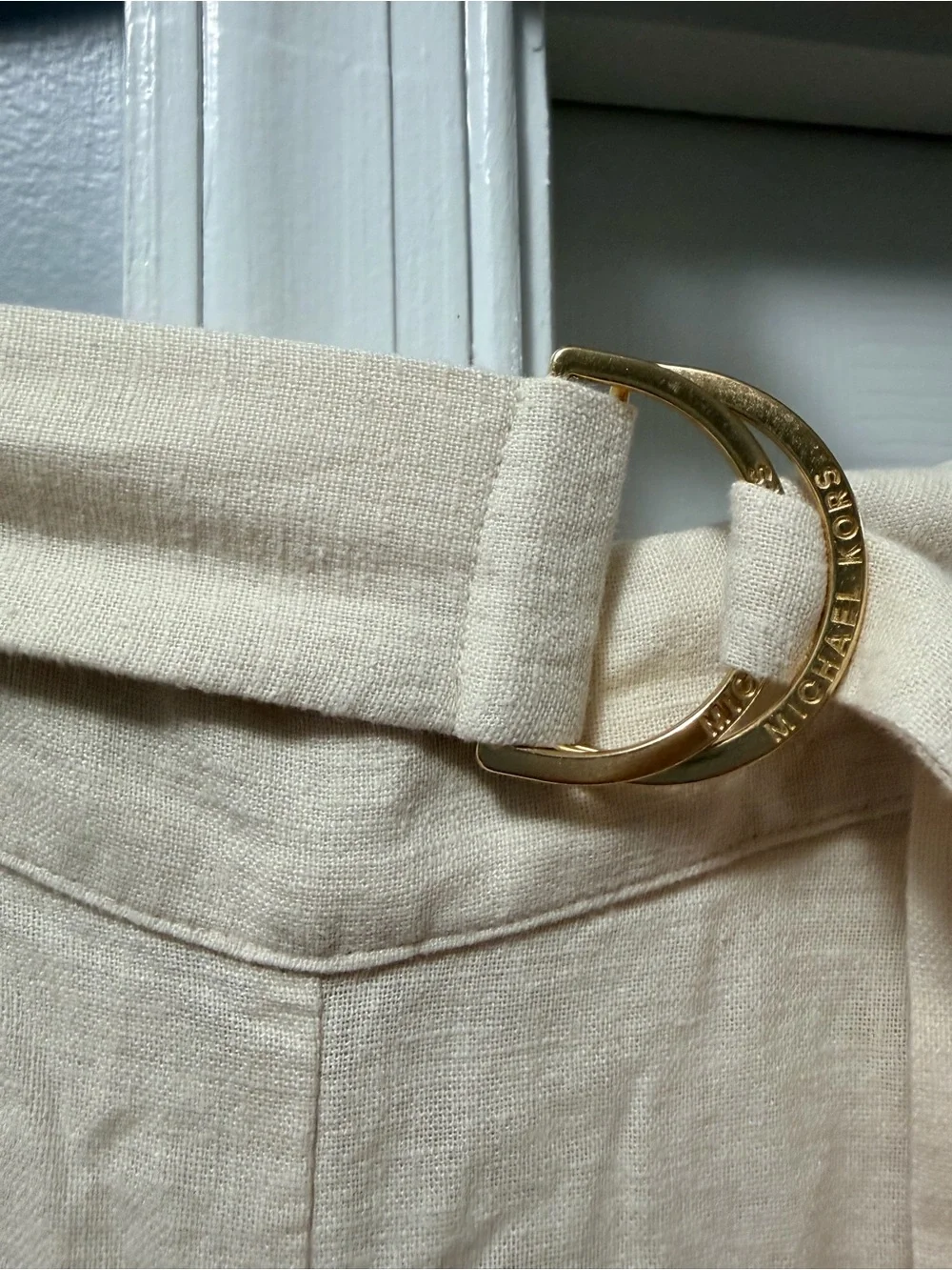 Micheal kors High-Waist Belted Wide-Leg Pants in Cream